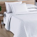 Ver imagem 2 de Cobre Leito Harmonia Casal Queen Tecido Percal 200 Fios Algodão Premium Luxo Toque Macio - Branco