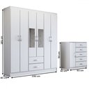 Ver imagem 4 de Guarda-Roupa Casal Adam 6 Portas 2 Gavetas e Espelho com Cômoda 1 Porta 5 Gavetas Branco - Panorama
