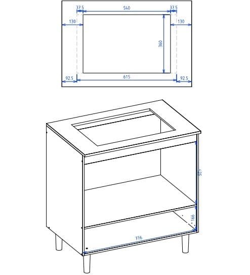 Balcão de Cozinha Compacto para Cooktop 4 Bocas com 1 Gaveta e Nicho para Forno Cor Avelã - 8