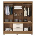 Ver imagem 3 de Guarda Roupa Casal 10 Portas com Espelho e 3 Gavetas Hungria - Amêndola Touch/off White