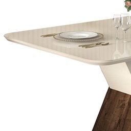 Mesa de Jantar Sofia 170x90 Tampo com Vidro Trufa/creme com 6 Cadeiras Curvata Trufa/linho Árido - P - 4 Mesa de Jantar Sofia 170x90 Tampo com Vidro Trufa/creme com 6 Cadeiras Curvata Trufa/linho Árido - P - 4