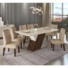 Mesa de Jantar Sofia 170x90 Tampo com Vidro Trufa/creme com 6 Cadeiras Curvata Trufa/linho Árido - P - 2