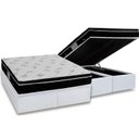 Ver imagem 1 de Cama Box Baú Queen: Colchão Molas Ortobom Nanolastic Physical + Base CRC Courano White(158x198)