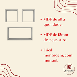 Kit com 3 Nichos Decoração para Quarto Branco Retangular - 5