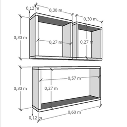 Kit com 3 Nichos Decoração para Quarto Branco Retangular - 4