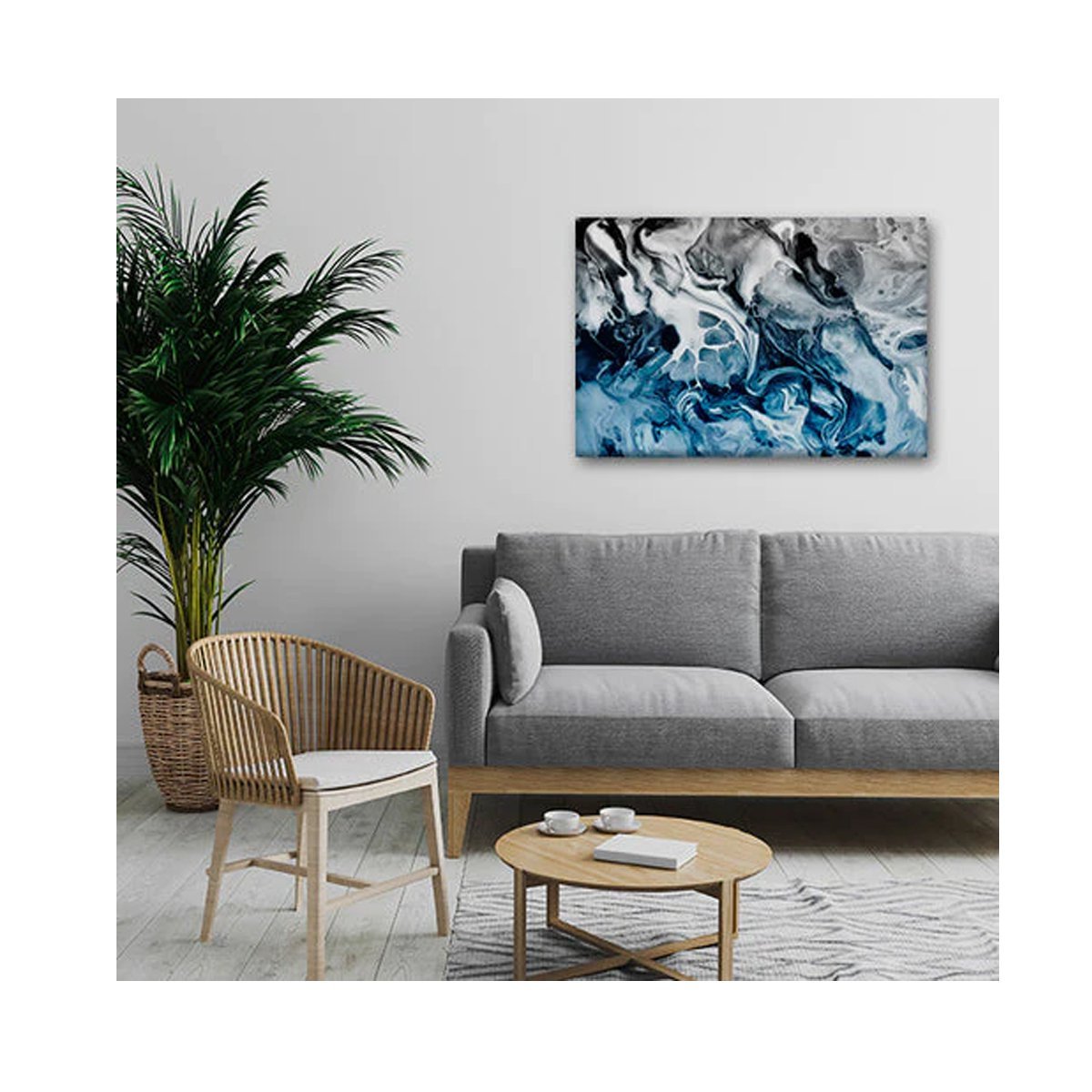 Quadro Decorativo Abstrato Blue And Silver Borda Infinita:100 x 70 cm - 2