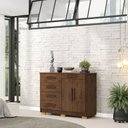 Ver imagem 1 de Cômoda Sapateira Batel 5 Gavetas 2 Porta de Bater com Prateleira Nogueira G98 - Gran Belo