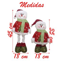 Decoração Boneco Natal Papai Noel e Boneco de Neve Perna Ajustável 45cm - 2