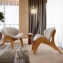 Ver imagem 6 de Kit 4 Poltronas Decorativa Orgânica Sala Living Kadosh L02 Bouclê Creme