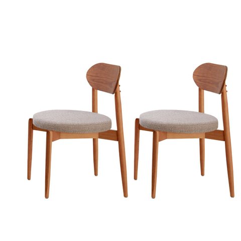 Conjunto com 2 Cadeiras em Madeira Maciça Hope Cinza/Brisa/Imbuia Marrom