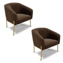Ver imagem 1 de Cadeira Sala de Jantar Pé de Ferro Dourado Kit 2 Stella Suede D03 - D'Rossi