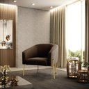 Ver imagem 2 de Cadeira Sala de Jantar Pé de Ferro Dourado Kit 2 Stella Suede D03 - D'Rossi