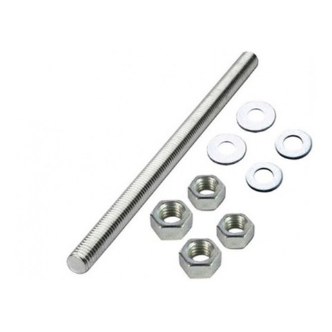 BARRA ROSCADA DE 1/4" X 1,00MT KIT 8 BARRAS  DE 32 PORCAS E 32 ARRUELAS