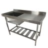 Pia Aço Inox Industrial 130x60x90 Cm Cuba Esquerda Nortinox - 1