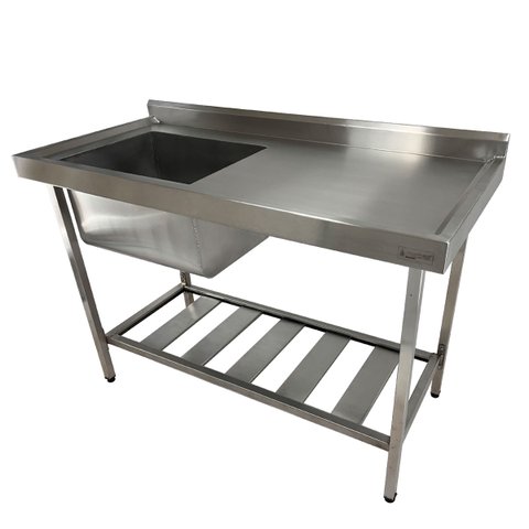 Pia Aço Inox Industrial 130x60x90 Cm Cuba Esquerda Nortinox