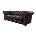 Ver imagem 2 de Sofá Chesterfield de Couro 3 Lugares Preto Iguana - Mempra