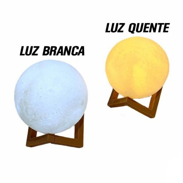 Luminária LED Lua Cheia Decorativa Quarto Cenário Nicho Mesa de Cabeceira 11cm Bateria Cor LED