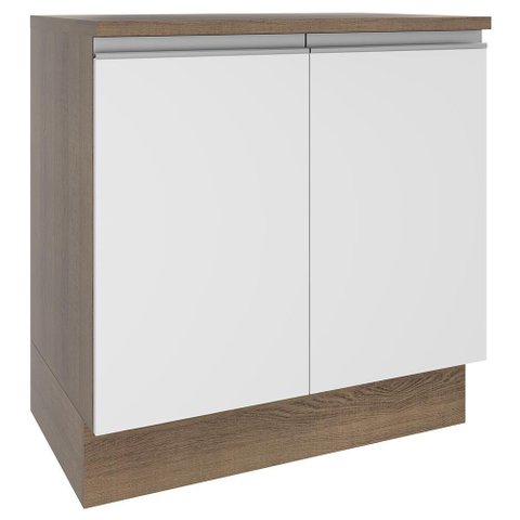 Balcão Glamy 80cm 2 Portas Rustic e Branco Madesa