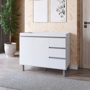 Balcão de Cozinha Gabinete 100cm Andréia sem Tampo Ajl Móveis:branco