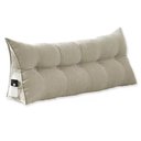 Ver imagem 1 de Cabeceira Almofada Mel Solteiro 90 cm Suede Bege - LM DECOR