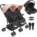 Ver imagem 1 de Carrinho Kiddo para Gemeos Bebe Conforto Colinho Mascote Rosa