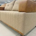 Ver imagem 4 de Sofá Leona Plus 4 Lugares Fixo 177cm Bege e Caramelo Linho