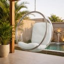 Ver imagem 1 de Poltrona Bubble Chair Couro Sintético Linha Premium Design Moderno Sala Quarto Recepção - Branco
