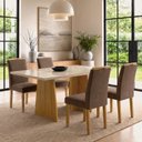 Ver imagem 1 de Conjunto Sala de Jantar 4 Lugares Retangular 120x80cm Lyra Cinamomo e Off White