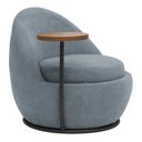 Ver imagem 1 de Poltrona Orgânica Kaira com Mesa Lateral Direita Base Fixa Preto Bouclé Azul Claro - Nexta Casa
