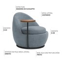 Ver imagem 3 de Poltrona Orgânica Kaira com Mesa Lateral Direita Base Fixa Preto Bouclé Azul Claro - Nexta Casa