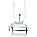 Ver imagem 1 de GABINETE DE VIDRO PARA BANHEIRO 60CM AP CUBA QUADRADA BRANCO COM TORNEIRA CROMADA