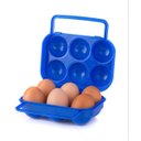 Ver imagem 4 de Bandeja Caixa Dobrável Transporte Armazenamento 6 Ovos Organizador Geladeira Academia Viagem - Azul 
