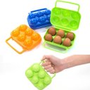 Ver imagem 6 de Bandeja Caixa Dobrável Transporte Armazenamento 6 Ovos Organizador Geladeira Academia Viagem - Azul 