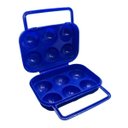 Ver imagem 1 de Bandeja Caixa Dobrável Transporte Armazenamento 6 Ovos Organizador Geladeira Academia Viagem - Azul 