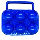 Ver imagem 2 de Bandeja Caixa Dobrável Transporte Armazenamento 6 Ovos Organizador Geladeira Academia Viagem - Azul 
