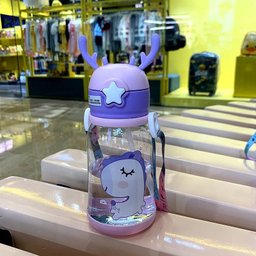Garrafa Squeze Alce Infantil Bpa Free Enfeites Adesivo 600ml:lilas - 2