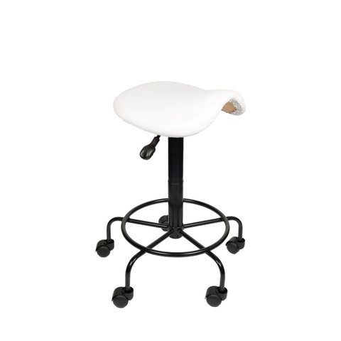 Cadeira Sela Alto Branca Estética Giratória Maca Courvin sem Encosto Altura Maxima 79cm