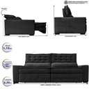 Ver imagem 2 de Sofá Retrátil e Reclinável 2,35m Cama inBox Big Puffer com SoftGel D40 Velupluma Preto