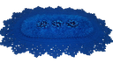 Ver imagem 4 de Tapete de Crochê Oval Azul Artesanal 90x63 Sala Quarto
