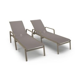 Kit 2 Espreguiçadeiras Piscina Alumínio Fendi Tela Fendi - 1