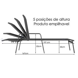 Kit 2 Espreguiçadeiras Piscina Alumínio Fendi Tela Fendi - 4