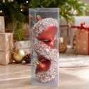 Ver imagem 6 de Bola de Natal Pião Glitter Rose Gold Rosa Plástico Kit 12 Peças