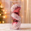 Ver imagem 3 de Bola de Natal Pião Glitter Rose Gold Rosa Plástico Kit 12 Peças