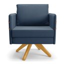 Ver imagem 4 de Kit 01 Namoradeira 02 Lugares e 01 Poltrona Mari Suede Azul Marinho Base de Madeira MA30 - D’Rossi