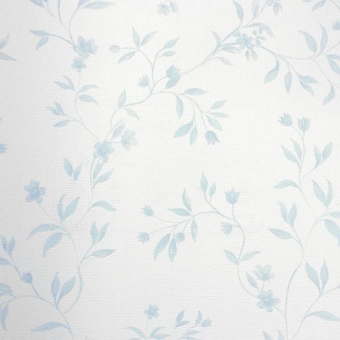 Papel de Parede Ramos e Flores Azul Infantil Vinilico Lavável+ Cola Inclusa