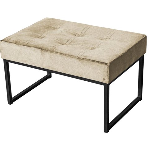 Puff Decorativo Karina Base Preta Veludo Bege - Montanaris Decor