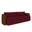 Ver imagem 5 de Sofá Living Sala de Estar Abel 220cm Bipartido Pés de Madeira Pu/veludo Marrom/bordô G33 - Gran Belo