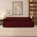 Ver imagem 1 de Sofá Living Sala de Estar Abel 220cm Bipartido Pés de Madeira Pu/veludo Marrom/bordô G33 - Gran Belo