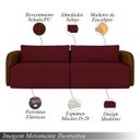 Ver imagem 3 de Sofá Living Sala de Estar Abel 220cm Bipartido Pés de Madeira Pu/veludo Marrom/bordô G33 - Gran Belo