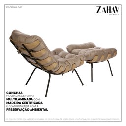 Poltrona Costela com Puff Capuccino - Zahav Estofados - 5